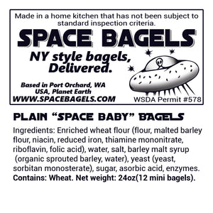 Space Baby Bagels - Plain - 12 count (mini)